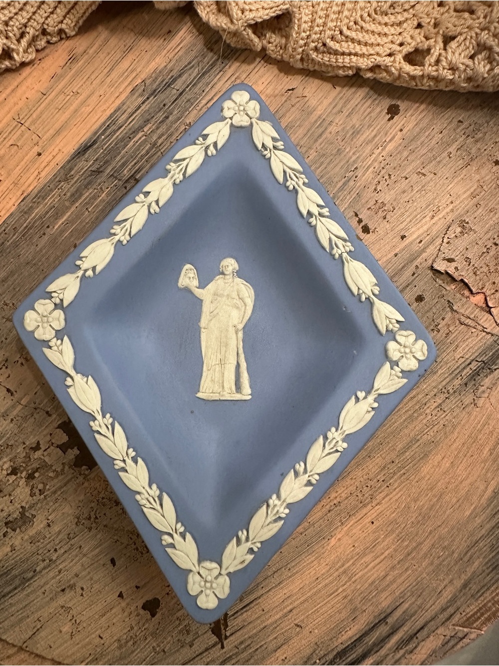 Wedgwood Pale Blue and White Jasperware Diamond Jewelry Tray